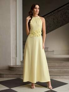 ZEYLAH 浪漫3D立体花卉长裙 - 黃色 - 查看 1