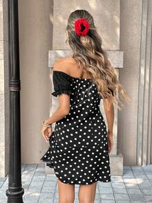 SHEIN PariChic Women's Elegant Off Shoulder Patchwork Dress - Black and White - View 2