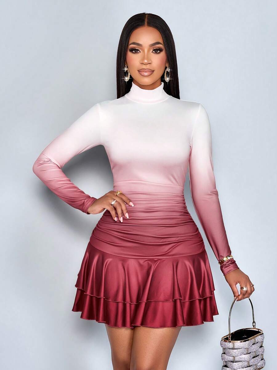 SOLERSUN 性感优雅简约春秋季女装 秋季女装 冬季女装 返校节礼服 感恩节女装 开学季服装 教师服装 - 深紅色 - 查看 1