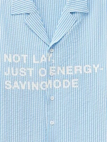 SWAVVY Áo sơ mi dài tay nam in họa tiết, kiểu dáng thường ngày. - Màu xanh lam - Xem 4