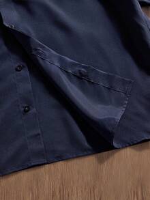 EASEVO Plus Size Men's Turn-Down Collar Single-Breasted Letter & Number Embroidery Casual Commuter Short Sleeve Shirt - Blue - View 7