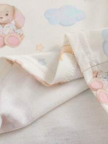 SHEIN 女婴休闲舒适卡通印花针织长袖上衣+修身撞色弹力针织裤T恤套装，适合日常穿着，秋冬季 - 粉色 - 查看 5