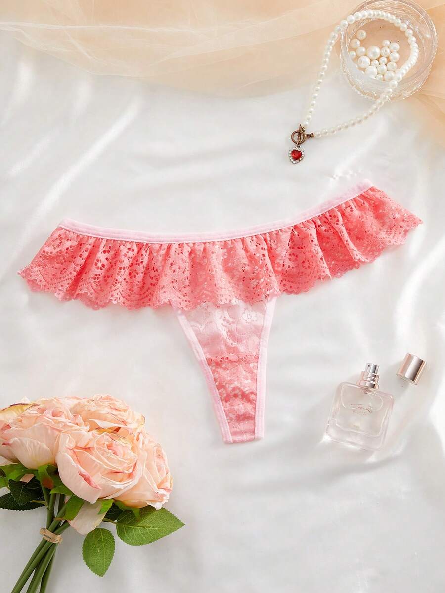 1pc Women's Ombre Lace Thong Panty - Pink - View 1