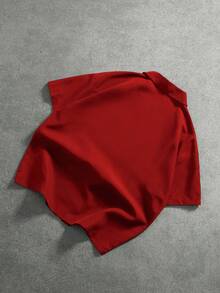 PAVTROS 男士休闲百搭纯色短袖衬衫 - 紅色 - 查看 2