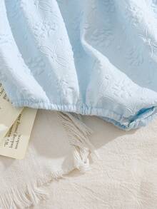 SHEIN Baby Girl Colorblock Peter Pan Collar Puff Sleeve Cute Bodysuit - Blue - View 7