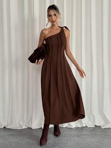 Siren Gaze 女士时尚休闲无袖长裙 - 棕色 - 查看 3