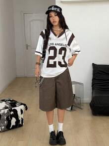 Coolane Women's Spring/Summer Carnival Streetwear Going Out Athleisure Casual Sport Homecoming Graphics Breathable Mesh Basketball V-Neck Loose Jersey T-Shirt - Multicolor - View 5