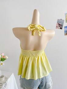 Soleia 女士度假浪漫豌豆绿露背吊带背心，适合海滩、海边、性感约会、海滩度假、假日、下午茶、婚礼季、派对、邮轮度假、城市度假、波西米亚风度假、音乐节等场合，可内穿或外穿，适合所有季节。 - 綠色 - 查看 2