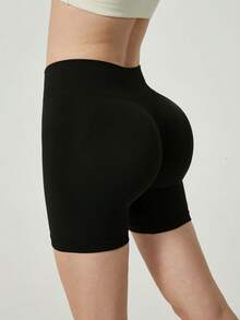 3条装女士无缝瑜伽短裤 - 黑色 - 查看 4