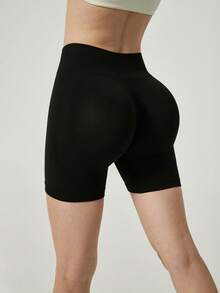 3条装女士无缝瑜伽短裤 - 黑色 - 查看 5