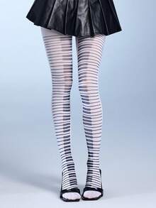 ROMWE Anime 女士紧身裤 - 米白黑 - 查看 2