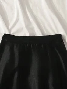 SHEIN 2件套少女褶皱腰身黑色亮片修身迷你裙