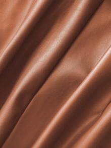 Franclia Váy quần da PU phong cách đường phố thường ngày dành cho nữ, thích hợp cho lễ tốt nghiệp, công sở, tựu trường. - Rỉ Nâu - Xem 8