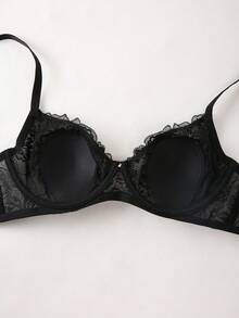 1 chiếc áo ngực có gọng họa tiết ren gợi cảm dành cho nữ - màu đen - Xem 5