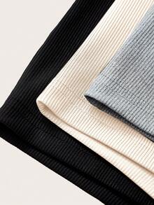 SHEIN BASICS 3件套休闲纯色针织修身短裤（女款） - 彩色 - 查看 4