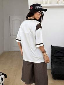 Coolane Women's Spring/Summer Carnival Streetwear Going Out Athleisure Casual Sport Homecoming Graphics Breathable Mesh Basketball V-Neck Loose Jersey T-Shirt - Multicolor - View 6