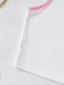 SHEIN Explorewe 2pcs/Set Tween Girls White Tank Top And Khaki Pants, Casual Style - Pink - View 5