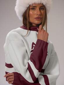 Musera Sport 运动漏斗领“Aspen”印花短款针织套头衫，适合冬季保暖运动、健身房锻炼、休闲滑雪、野雪等场合。 - 酒紅色 - 查看 6