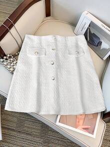 GlowEve CURVE Váy xếp ly trang trí màu trơn thanh lịch dành cho nữ cỡ lớn - trắng - Xem 1