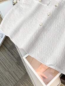 GlowEve CURVE Váy xếp ly trang trí màu trơn thanh lịch dành cho nữ cỡ lớn - trắng - Xem 6