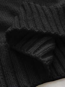 Elenzga Jersey de cuello en V de unicolor talla grande para mujer, invierno - Negro - Ver 8