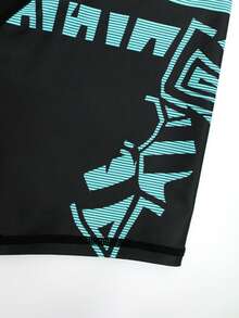 Manfinity Swimmode Men's Beach Vacation Printed Zip-Up One-Piece Swimsuit