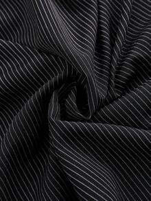 Lacomfia 大码休闲条纹印花弹力腰A字半身裙，春秋季 - 黑與白 - 查看 4