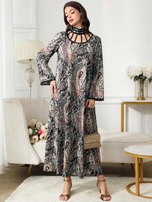 Yasmyna 保守度假印花女士阿拉伯连衣裙 - 彩色 - 查看 3