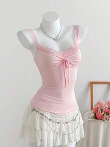 SHEIN EZwear 女士夏季无袖上衣，时尚，适合夏天 - 粉色 - 查看 4