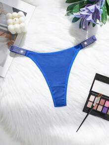 Women's Sexy Sequins Letter Romantic Fashion G-String Panties, Rave - Royal Blue - View 6