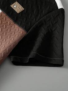 Manfinity Homme Bộ áo sơ mi ngắn tay và quần nam phối họa tiết, bộ đồ 2 mảnh dành cho nam. - Đen và trắng - Xem 5