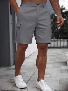 Manfinity RelaxMax Men's Casual Cargo Pocket Loose Shorts - Grey - View 3