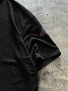 EASEVO Plus Size Men's Casual Crew Neck Letter Slogan Print Short Sleeve T-Shirt, Versatile For Commuting And Outings - Black - View 4