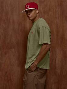 Musero Oversized Short Sleeve Graphic Printed T-Shirt Fall/SPRING SUMMER - Army Green - View 3