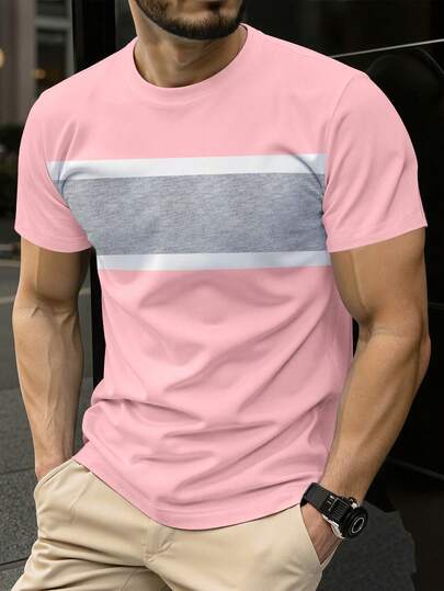 Manfinity Homme Camiseta casual elegante y brillante para hombres