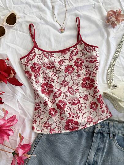 Glimmora Camiseta sin mangas con estampado digital de cobertura total para mujer