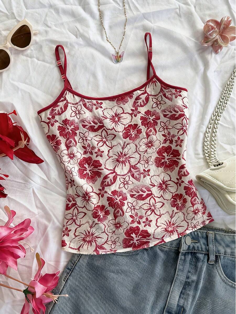 Glimmora Camiseta sin mangas con estampado digital de cobertura total para mujer - Multicolor - Ver 1