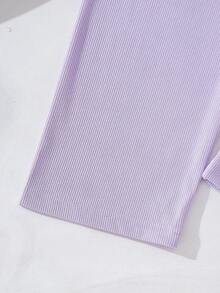 SHEIN Explorewe 2pcs/Set Tween Girls White Tank Top And Khaki Pants, Casual Style - Purple - View 6