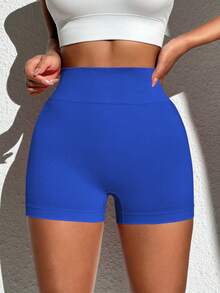 Velisys 6pcs Women's High Waist Seamless Yoga Shorts, Black, Dark Grey, Dark Coffee, Navy Blue, Indigo Blue, Wine Red, 6 PCS Women's Solid Color High-Waisted Everyday Workout ShortsWomen Sweat Short, Gym Short, Biker Short,Women's Seamless Butt Lifting Sports Shorts, Suitable For Gym Workout, Cycling, Running, Summer - Multicolor - View 4