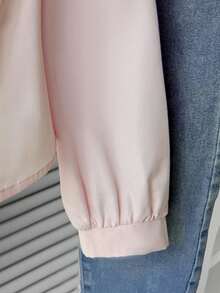 SHEIN قميص بأكمام طويلة مطوي الياقة مناسب للفتيات المراهقات، بأسلوب كاجوال وأنيق، مزين بأزرار أمامية، مناسب للعودة إلى المدرسة والمنزل والخروجات والحفلات وأكثر - وردي فاتح - مشاهدة 8