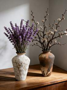 Cirelle Jarrón de cerámica Wabi Sabi - Cerámica rústica hecha a mano para flores secas, decoración del hogar y del hotel Zen - Multicolor - Ver 4