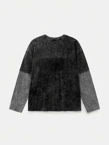 Manfinity Unisex Camiseta de manga larga casual para hombre, cuello redondo, estampado de agua, parche de copos de nieve, contraste de color, camiseta gráfica de lavado ácido de primavera/otoño, camiseta vintage de motorsport extraño, camiseta Dios velocidad, jersey F1 de manga larga, camisetas gráficas de manga larga de streetwear, sudaderas holgadas para hombre de los 90, XXXL, coordinados 3XL, jeans oversize, St. Patrick's Day - Negro - Ver 3