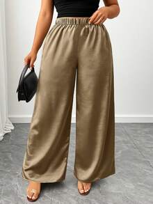 GlowEve CURVE 大码女式银色直筒宽松裤，适合聚会和通勤 - 金色 - 查看 4