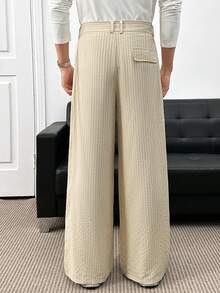 ESTAVOR 男士休闲条纹口袋裤 - 淡黃色 - 查看 4