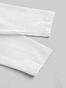 SHEIN MOD Áo thun dài tay cổ chéo, dáng rộng, vạt không đối xứng, dây rút, thoải mái, cỡ lớn. - trắng - Xem 4