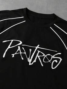 PAVTROS 男士休闲印花短袖T恤套装 - 黑與白 - 查看 7