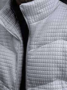 Manfinity CasualCool 男士纯色立领长袖保暖拉链羽绒服，冬季 - 灰色 - 查看 6