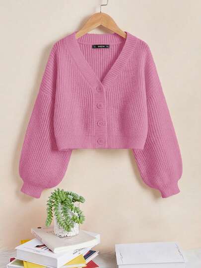 SHEIN Essnce Plus Size Solid Color Long Sleeve Cardigan