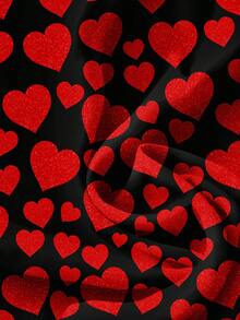 EMERY ROSE Áo sơ mi dáng rộng in hình trái tim lấp lánh cỡ lớn, thích hợp cho tiệc tùng - Nhiều màu - Xem 3