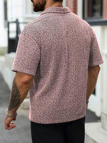 Manfinity Homme Herren Große Größen Reife Lässig Gestreifte Poloshirts, Herren Häkel Shirts, Strickshirts, Kubanisches Hemd - Verschiedenfarbig - Übersicht 2